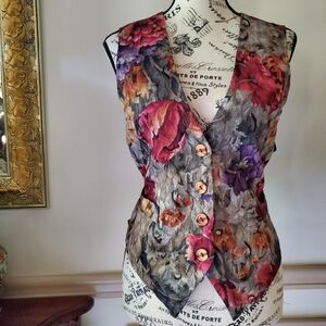 Vintage Autumn Floral Vest